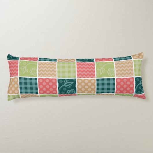 Zigzag, Chevron, Gingham, Polka Dots, Patchwork Lichaamskussen (Achterkant)