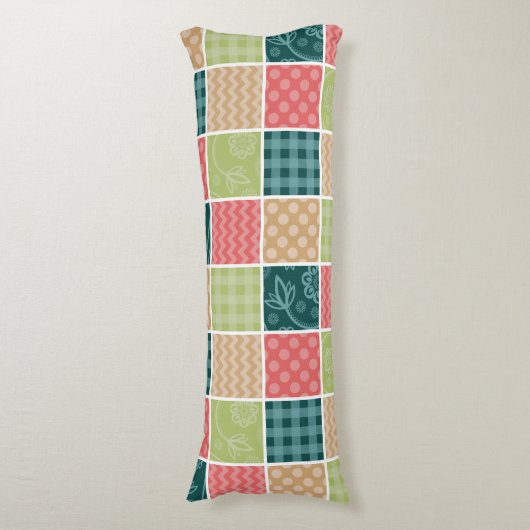 Zigzag, Chevron, Gingham, Polka Dots, Patchwork Lichaamskussen (Voorkant Verticaal)