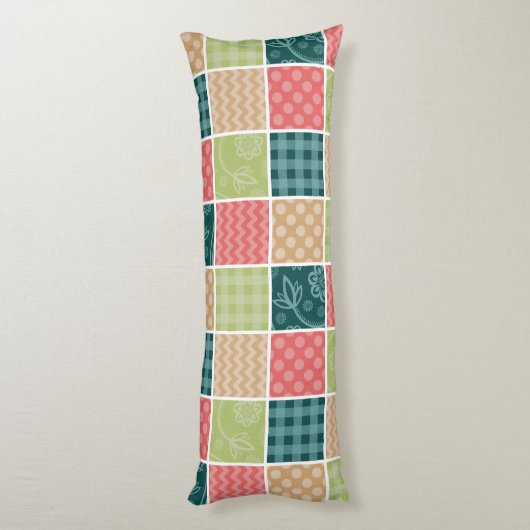 Zigzag, Chevron, Gingham, Polka Dots, Patchwork Lichaamskussen (Achterkant (Verticaal))