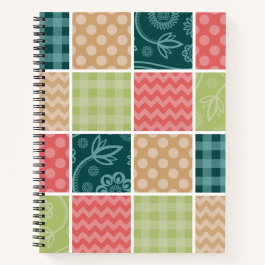 Zigzag, Chevron, Gingham, Polka Dots, Patchwork Notitieboek (Voorkant)