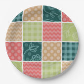 Zigzag, Chevron, Gingham, Polka Dots, Patchwork Papieren Bordje (Voorkant)