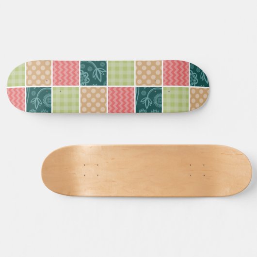 Zigzag, Chevron, Gingham, Polka Dots, Patchwork Persoonlijk Skateboard (Horizontaal)