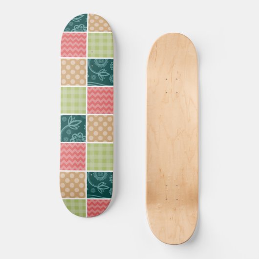 Zigzag, Chevron, Gingham, Polka Dots, Patchwork Persoonlijk Skateboard (Voorkant)