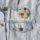 Zigzag, Chevron, Gingham, Polka Dots, Patchwork Ronde Button 5,7 Cm (In situ)