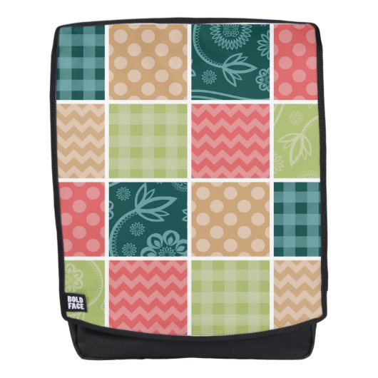 Zigzag, Chevron, Gingham, Polka Dots, Patchwork Rugtassen (Voorkant)