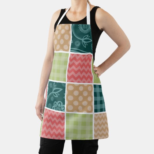 Zigzag, Chevron, Gingham, Polka Dots, Patchwork Schort (Insitu)