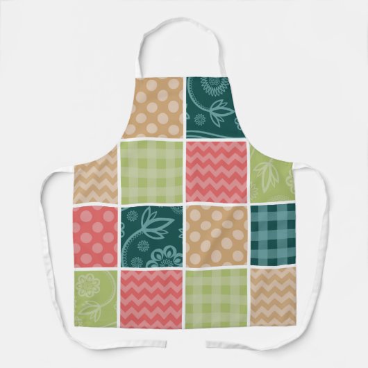 Zigzag, Chevron, Gingham, Polka Dots, Patchwork Schort (Voorkant)