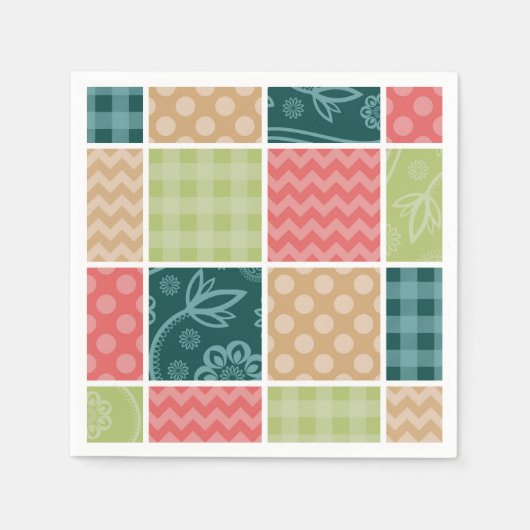Zigzag, Chevron, Gingham, Polka Dots, Patchwork Servet (Voorkant)