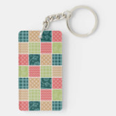 Zigzag, Chevron, Gingham, Polka Dots, Patchwork Sleutelhanger (achterkant)