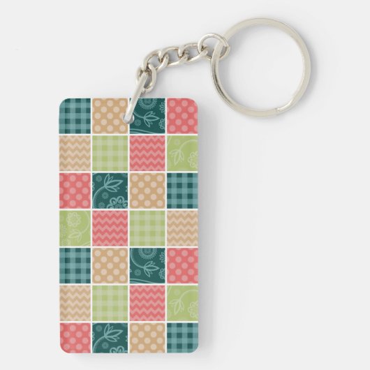 Zigzag, Chevron, Gingham, Polka Dots, Patchwork Sleutelhanger (achterkant)