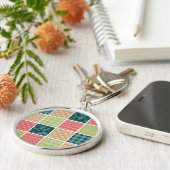 Zigzag, Chevron, Gingham, Polka Dots, Patchwork Sleutelhanger (Zijkant)