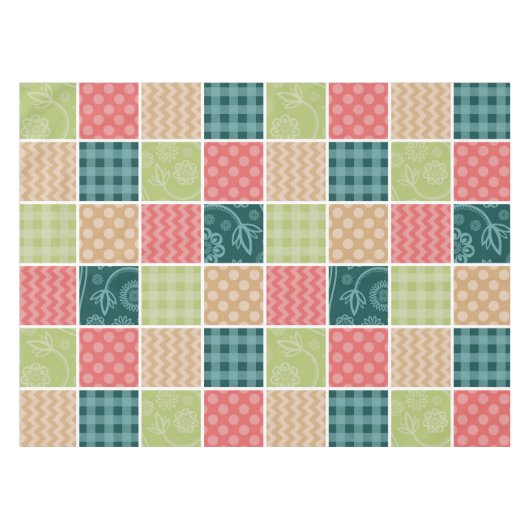 Zigzag, Chevron, Gingham, Polka Dots, Patchwork Tafelkleed (Voorkant (Horizontaal))