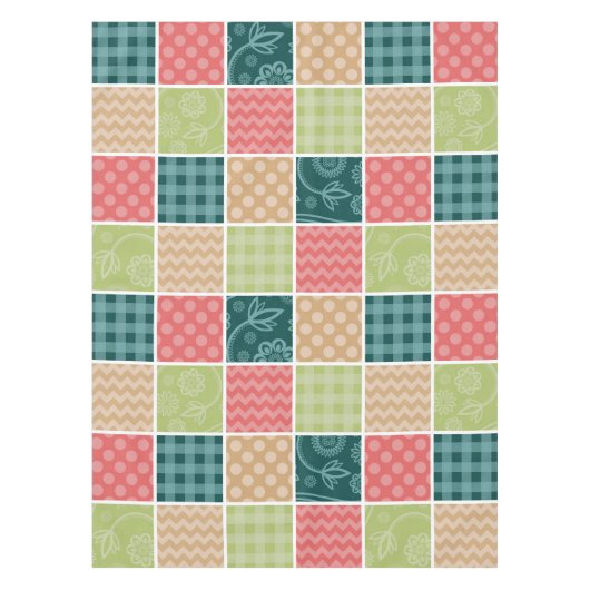 Zigzag, Chevron, Gingham, Polka Dots, Patchwork Tafelkleed (Voorkant)