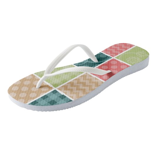 Zigzag, Chevron, Gingham, Polka Dots, Patchwork Teenslippers (Schuin)