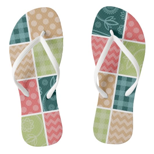 Zigzag, Chevron, Gingham, Polka Dots, Patchwork Teenslippers (Voetbed)