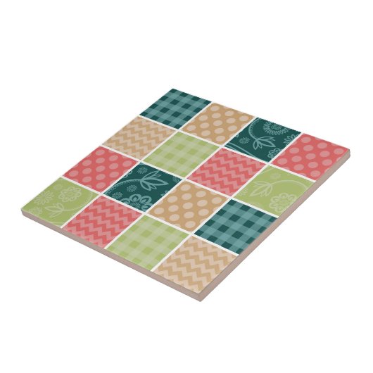 Zigzag, Chevron, Gingham, Polka Dots, Patchwork Tegeltje (Zijkant)