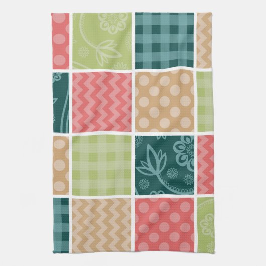 Zigzag, Chevron, Gingham, Polka Dots, Patchwork Theedoek (Verticaal)