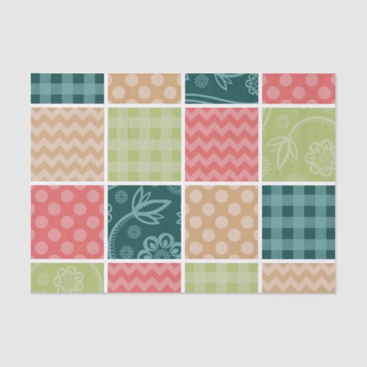 Zigzag, Chevron, Gingham, Polka Dots, Patchwork Tissuepapier (Voorkant)