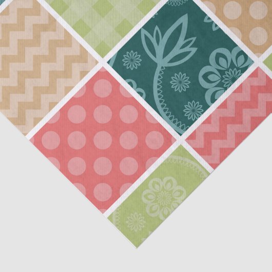 Zigzag, Chevron, Gingham, Polka Dots, Patchwork Tissuepapier (Detail)