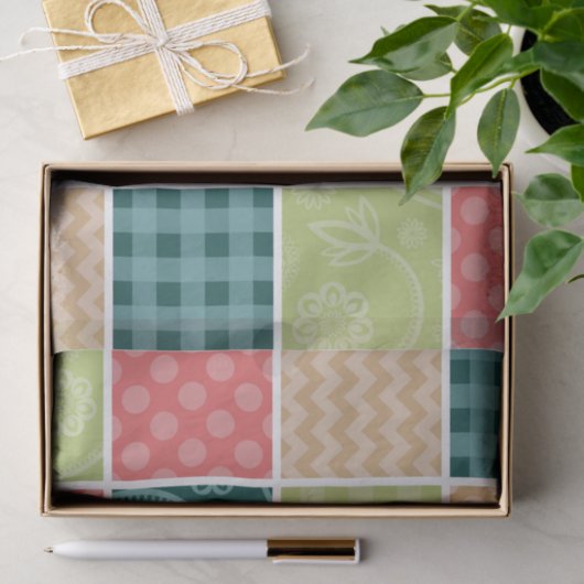 Zigzag, Chevron, Gingham, Polka Dots, Patchwork Tissuepapier (Geschenk)