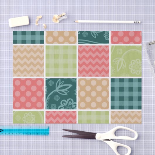 Zigzag, Chevron, Gingham, Polka Dots, Patchwork Tissuepapier (Craft)