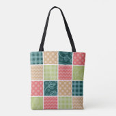 Zigzag, Chevron, Gingham, Polka Dots, Patchwork Tote Bag (Achterkant)