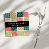 Zigzag, Chevron, Gingham, Polka Dots, Patchwork Vierkante Visitekaartje