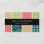 Zigzag, Chevron, Gingham, Polka Dots, Patchwork Visitekaartje (Voorkant)