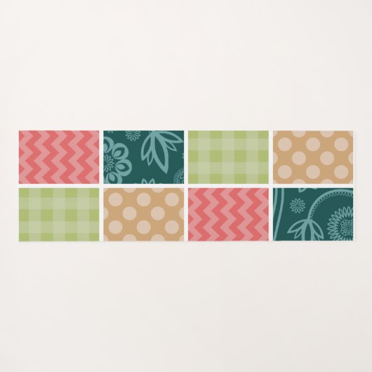 Zigzag, Chevron, Gingham, Polka Dots, Patchwork Yogamat (Achterkant (horizontaal))