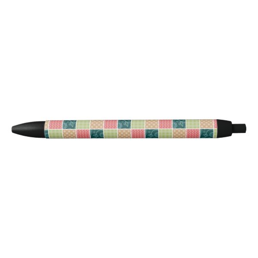 Zigzag, Chevron, Gingham, Polka Dots, Patchwork Zwarte Inkt Pen (Voorkant)