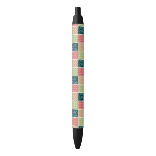 Zigzag, Chevron, Gingham, Polka Dots, Patchwork Zwarte Inkt Pen (Voorkant Verticaal)
