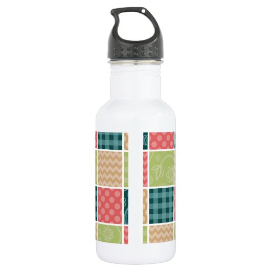 Zigzag, Chevron, Gingham, Stippen, Patchwork Waterfles (Achterkant)