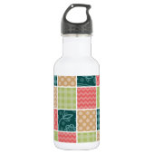 Zigzag, Chevron, Gingham, Stippen, Patchwork Waterfles (Voorkant)