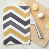 ZigZag Chevron goud en grijs Theedoek (Quarter Fold)