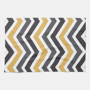 ZigZag Chevron goud en grijs Theedoek