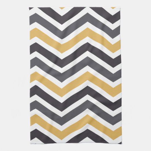 ZigZag Chevron goud en grijs Theedoek (Verticaal)