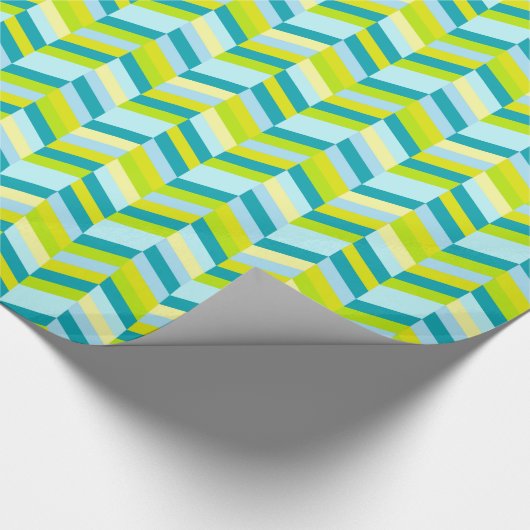Zigzag chevron kalkgroen blauwgroen gepatterd omhu cadeaupapier (Hoek)