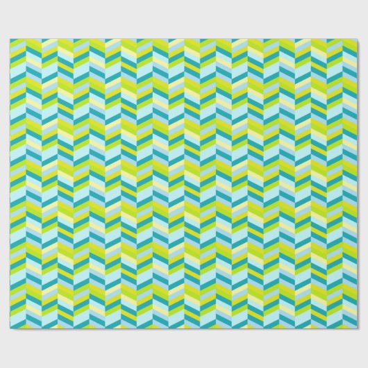 Zigzag chevron kalkgroen blauwgroen gepatterd omhu cadeaupapier (Vlak)