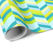 Zigzag chevron kalkgroen blauwgroen gepatterd omhu cadeaupapier (Rol Hoek)