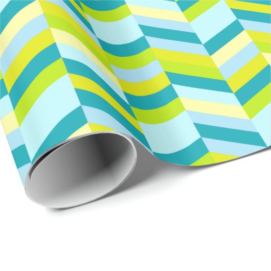 Zigzag chevron kalkgroen blauwgroen gepatterd omhu cadeaupapier (Rol Hoek)