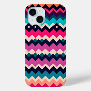 Zigzag Chevron Kleurrijke Patroon Ontwerp iPhone 15 Case