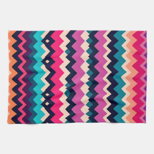 Zigzag Chevron Kleurrijke Patroon Ontwerp Theedoek