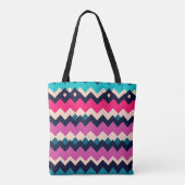 Zigzag Chevron Kleurrijke Patroon Ontwerp Tote Bag (Achterkant)