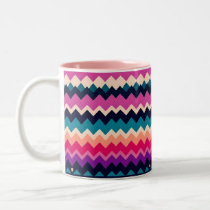 Zigzag Chevron Kleurrijke Patroon Ontwerp Tweekleurige Koffiemok