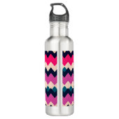 Zigzag Chevron Kleurrijke Patroon Ontwerp Waterfles (Achterkant)