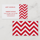 Zigzag Chevron Pattern in rode kleur Visitekaartje (Voorkant / Achterkant)