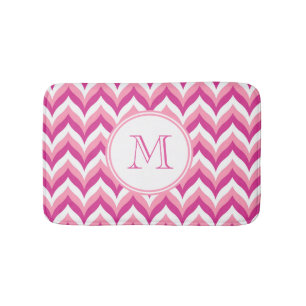 Zigzag Chevron Pattern, roze en witte zigzag Badmat
