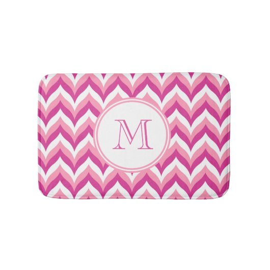 Zigzag Chevron Pattern, roze en witte zigzag Badmat (Voorkant)