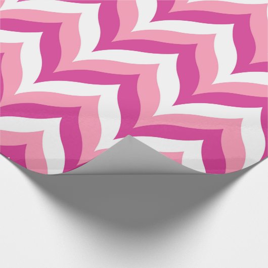 Zigzag Chevron Pattern, roze en witte zigzag Cadeaupapier (Hoek)