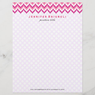 Zigzag Chevron Pattern, roze en witte zigzag Custom Briefhoofd